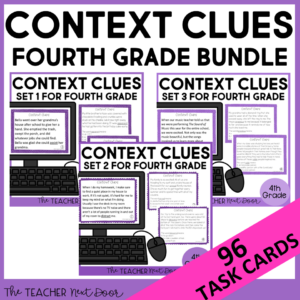 4th grade context clues task cards Bundle