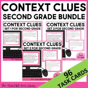Context Clues Task Cards for 2nd Grade Bundle Print and Digital