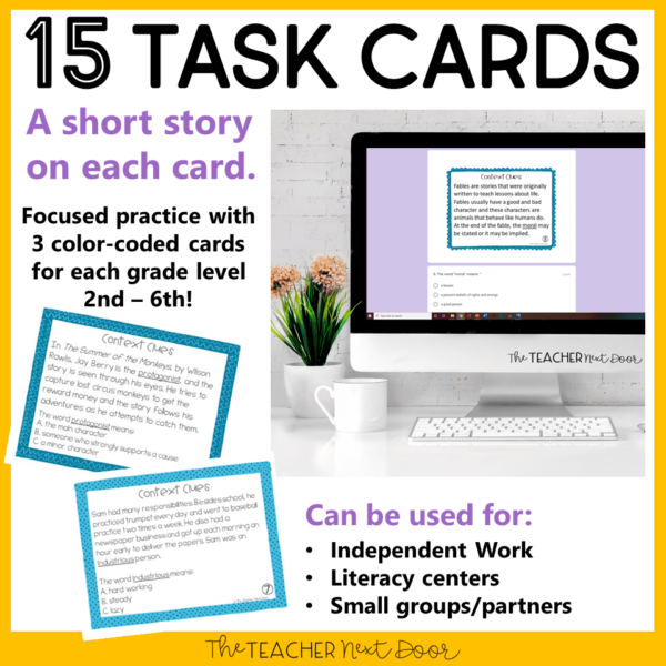 Free Context Clues Task Card Sample