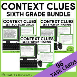Context Clues Task Cards for 6th Grade Bundle Print and Digital