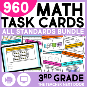3rd Grade Math Task Cards Bundle with ALL standards