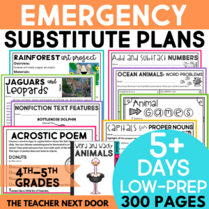 Emergency Sub Plans for 4th and 5th Grades