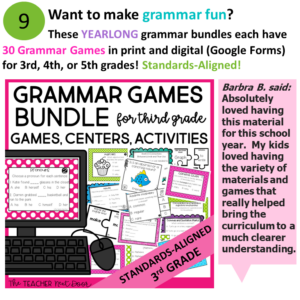 Number 9 - Grammar Games Bundles for 3rd - 5th Grade