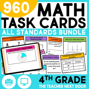 4th Grade Math Task Cards Bundle with ALL standards