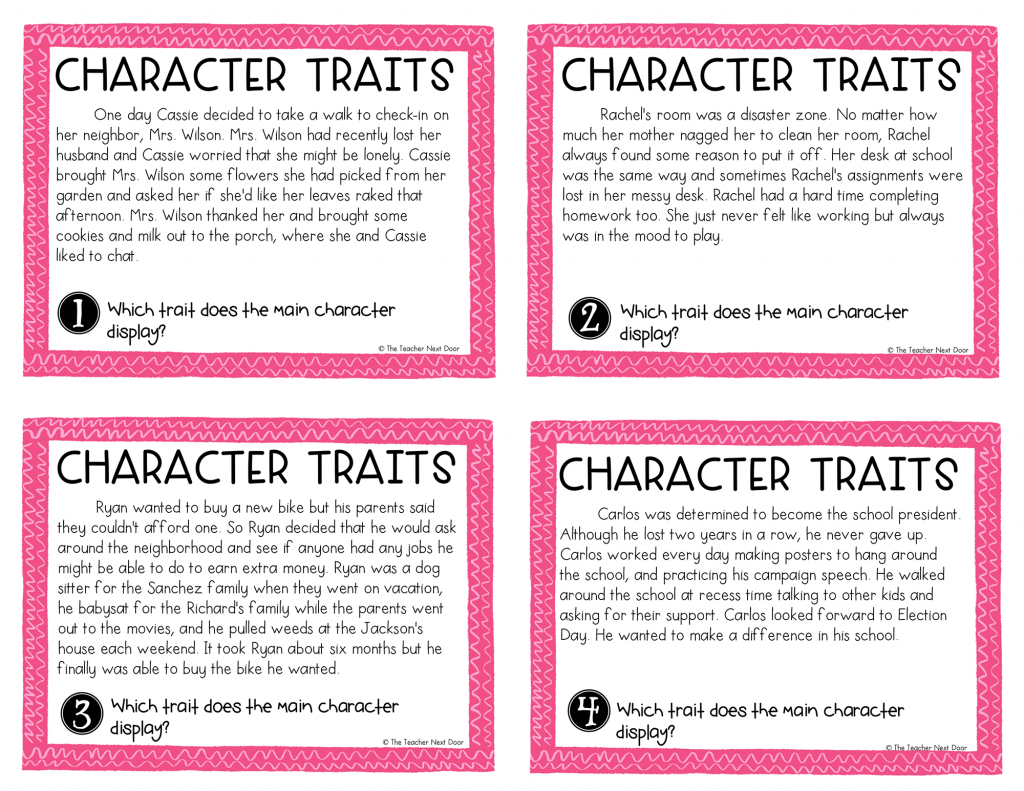 Teaching Character Traits in Reading - The Teacher Next Door With Character Traits Worksheet 3rd Grade