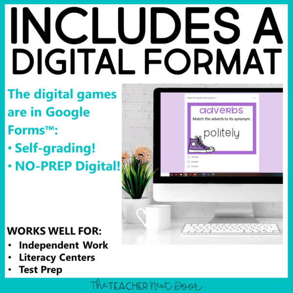 3rd Grade Grammar Games Adverbs FREE Digital