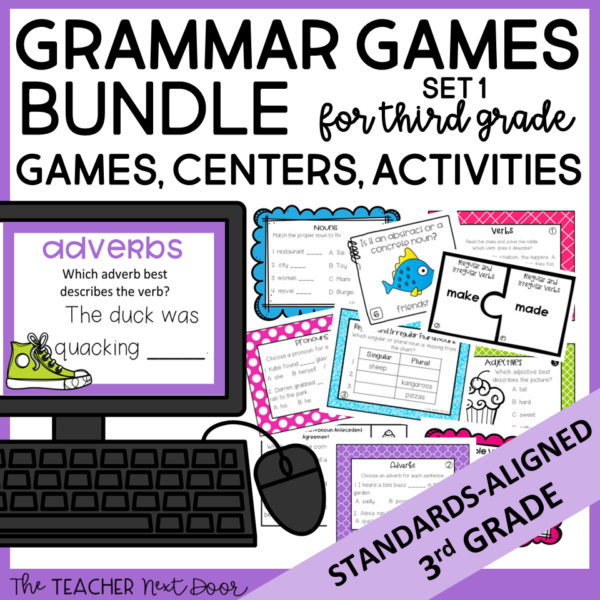 3rd Grade Grammar Games Bundle Set 1