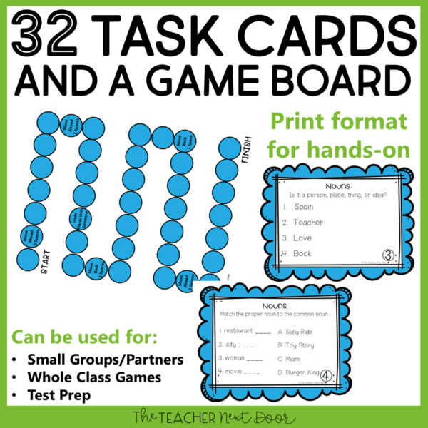 3rd Grade Grammar Games Nouns Task Cards