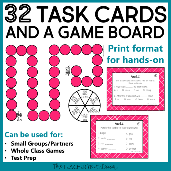 3rd Grade Grammar Games Verbs Task Cards