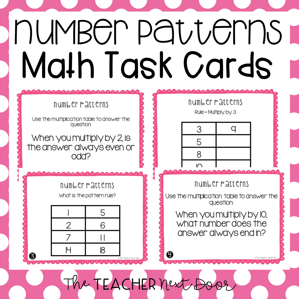 længde Akkumulerede lidenskabelig 3rd Grade Number Patterns Math Task Cards | Number Patterns Math Center -  The Teacher Next Door
