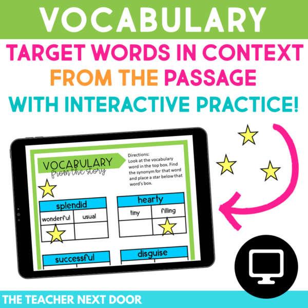 4th Grade Digital Reading Theme Unit with Vocabulary