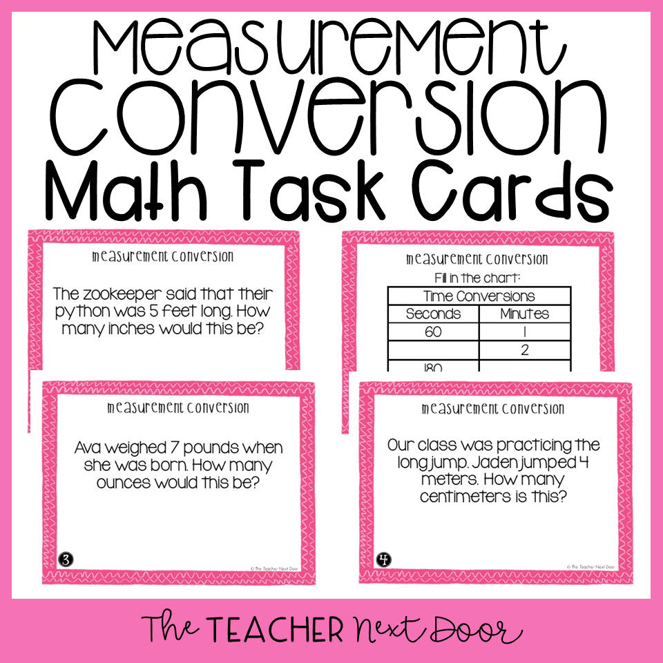4th Grade Measurement Conversion Task Cards Measurement Conversion
