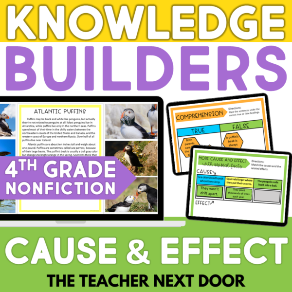 4th Grade Nonfiction Cause and Effect for Digital Reading Unit