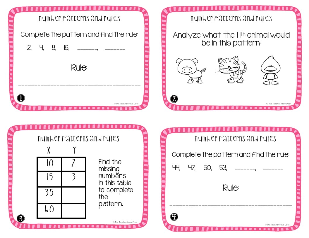 4th Grade Number Patterns and Rules Task Cards | Number Patterns Math  Center - The Teacher Next Door