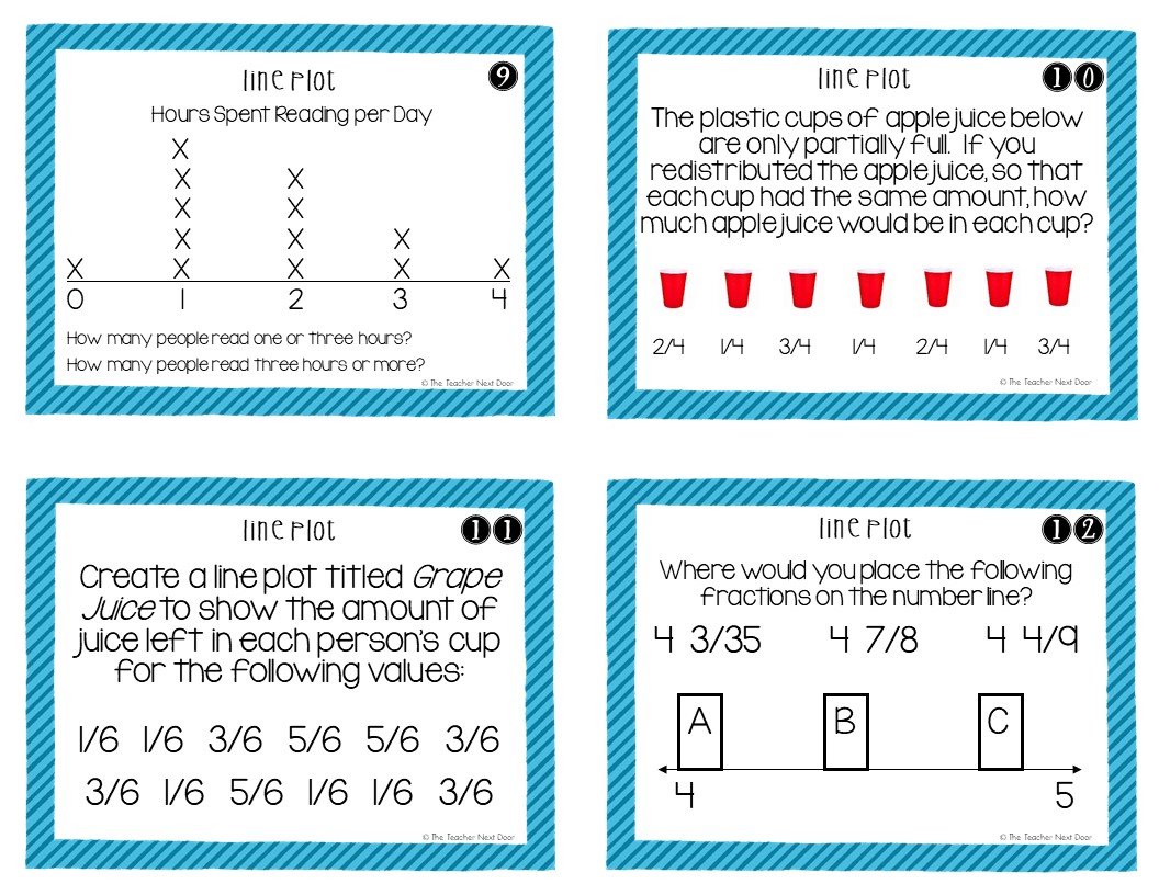 22th Grade Line Plots With Fractions Task Cards - The Teacher Next Door Pertaining To Create A Line Plot Worksheet