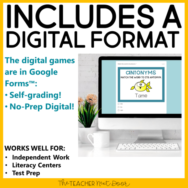 Antonyms Games 4th Grade Digital Format