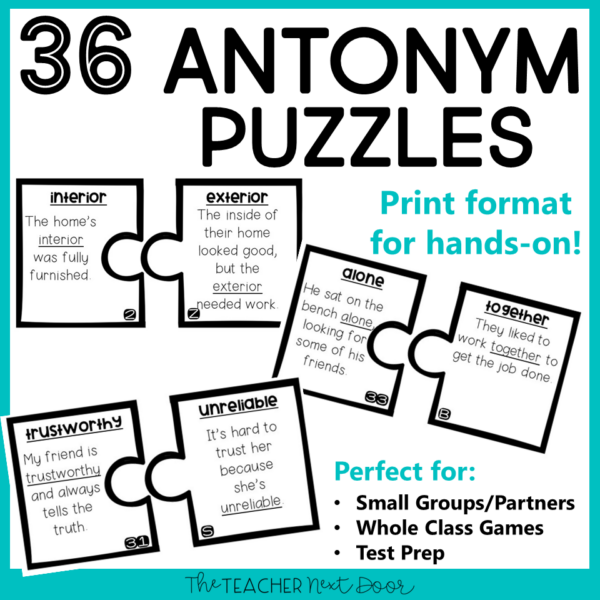 Antonyms Games 5th Puzzles