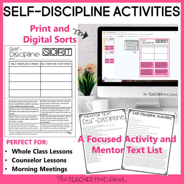 Character Education Self-Discipline - SEL Self -Control Activities in for Print and Digital Activities