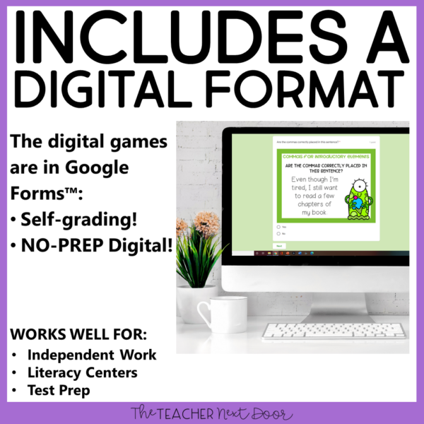 Commas for Introductory Elements 5th Grade Digital