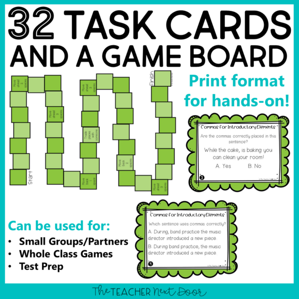 Commas for Introductory Elements 5th Grade Task Cards