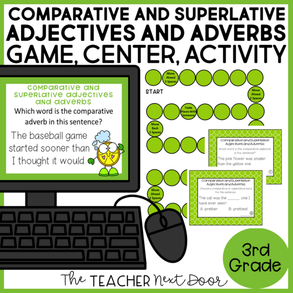 Comparative and Superlative Adjectives and Adverbs Game Print and Digital