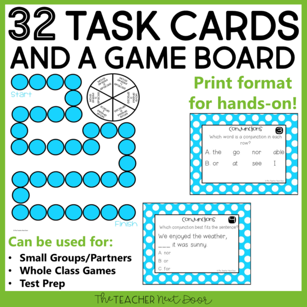 Conjunctions Game 5th Grade Game Board