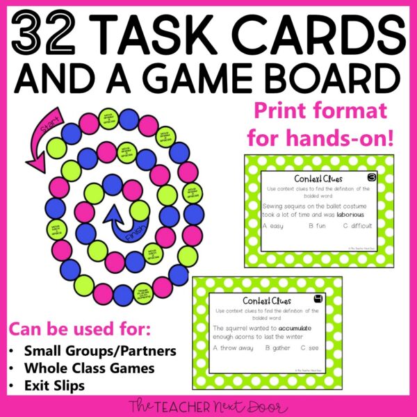 Context Clues Game 5th Grade Task Cards
