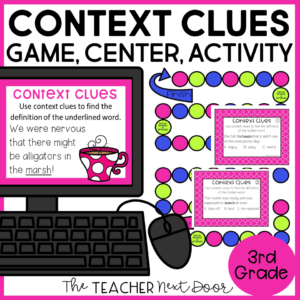 Context Clues Game and Center 3rd Grade