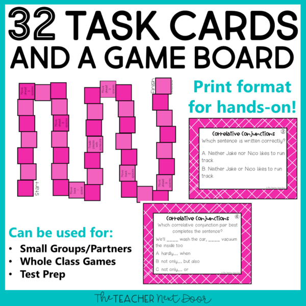 Correlative Conjunctions Game 5th Grade Task Cards