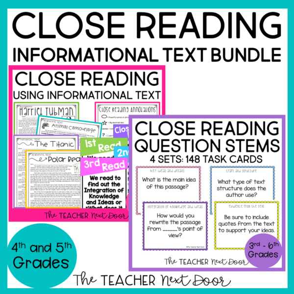 Cover Bundle Close Reading for 4th and 5th Grade