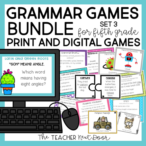 Grammar Games Bundle Set 3 for 5th Grade