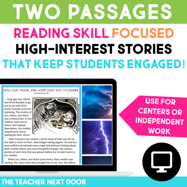 Digital Reading 5th Grade Fiction Visual Elements with Passages