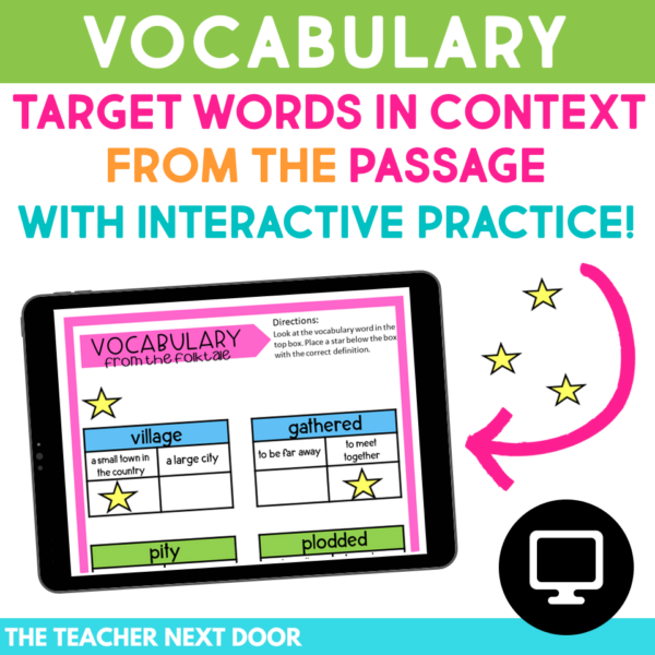 Digital Reading Unit Context Clues Fiction Vocabulary for 3rd Grade