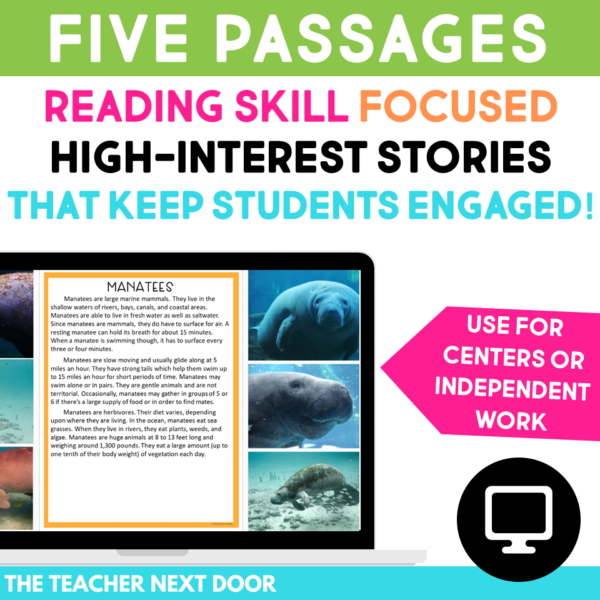 Digital Reading Unit Text Structures 4th Grade with passages