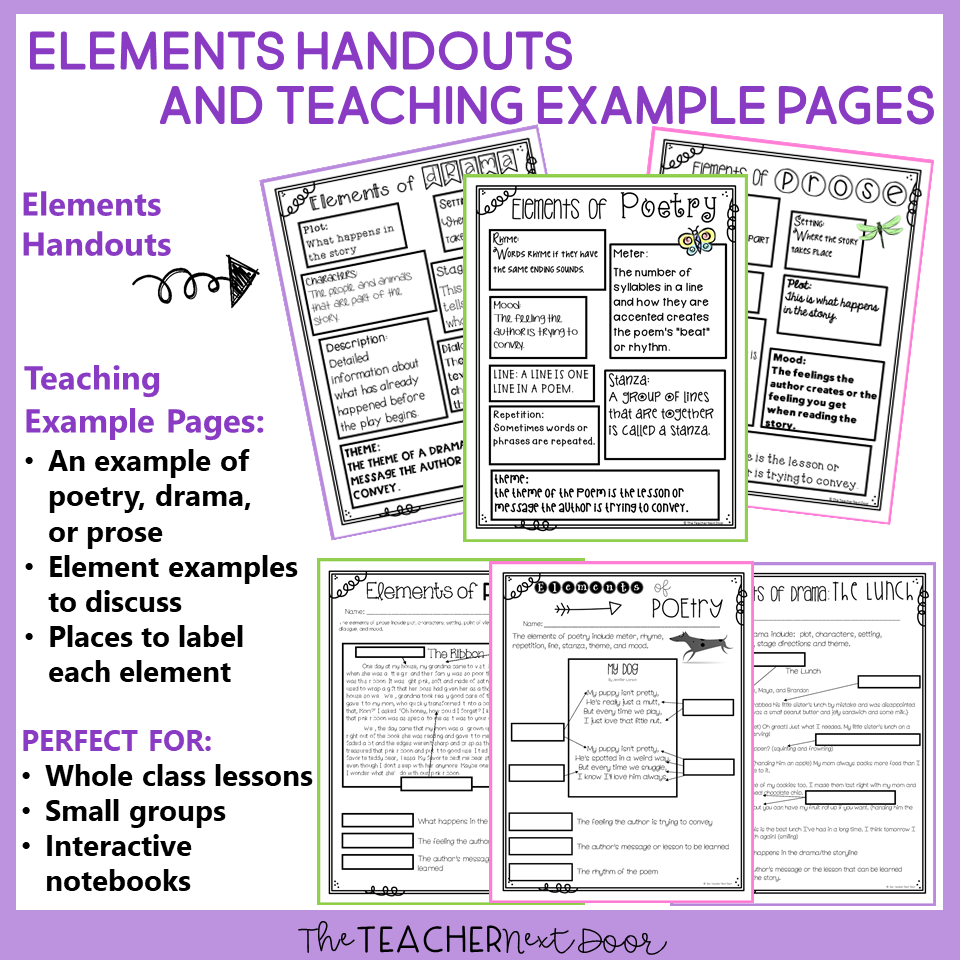 Elements of Poetry, Drama and Prose: Print and Digital Unit - The Regarding Elements Of Drama Worksheet