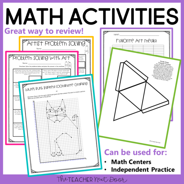 End of the Year Art Adventure Unit Math Activities