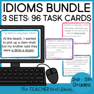 Figurative Language - Idioms Task Card Bundle Print and Digital