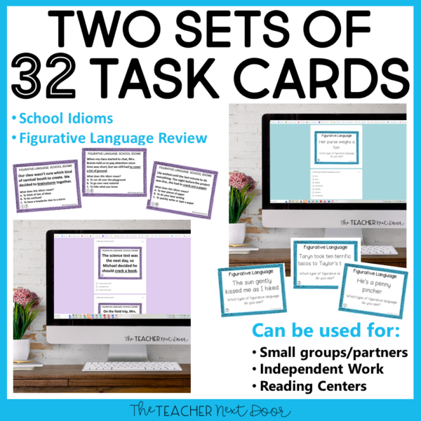 Figurative Language Unit Print and Digital Task Cards