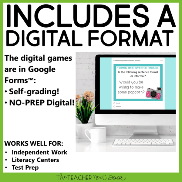 Formal and Informal English 3rd Grade Center Digital