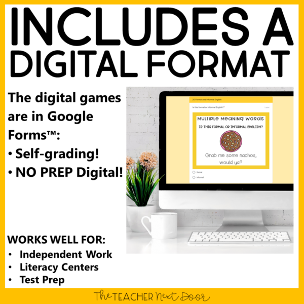 Formal and Informal English 4th Grade Digital Format