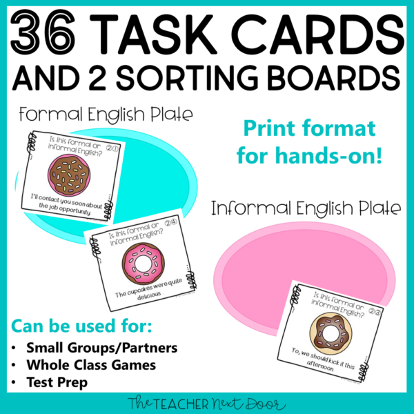 Formal and Informal English 4th Grade Task Cards