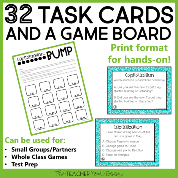 Free Capitalization Game 5th Grade Task Cards
