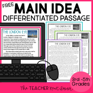 Free Main Idea Differentiated Passage for 3rd - 5th grades