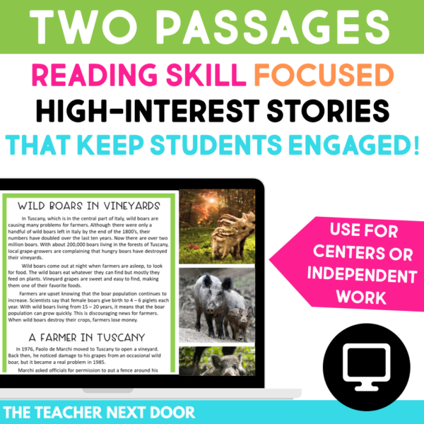High Interest Passages 3rd Grade Digital Reading Nonfiction Unit Point of View