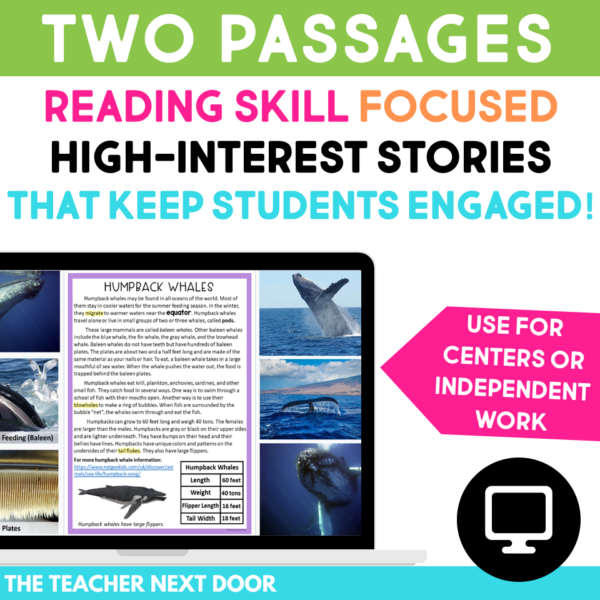 High Interest Passages Digital Reading Unit Text Features 3rd Grade Nonfiction