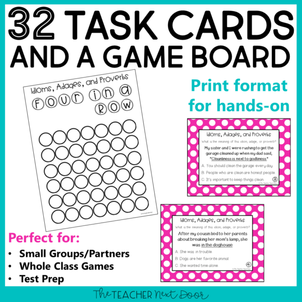 Idioms, Adages, and Proverbs Game 4th Task Cards