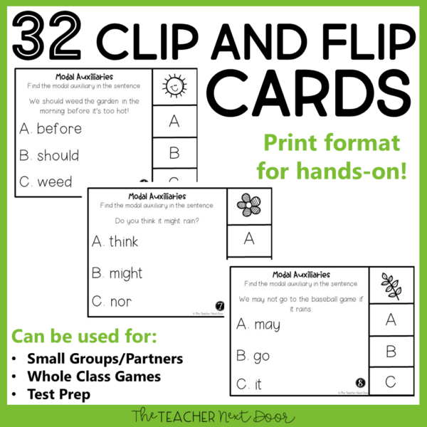 Modal Auxiliary 4th Grade Activities Clip and Flip