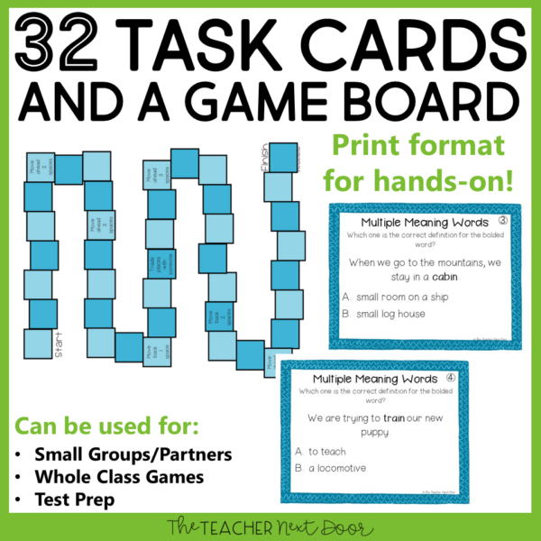 Multiple Meaning Games 5th Grade Task Cards