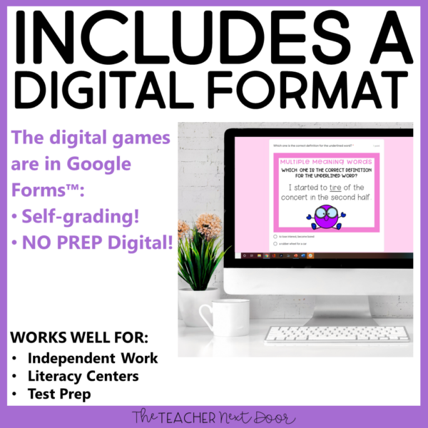 Multiple Meaning Words 4th Grade Game Digital Format