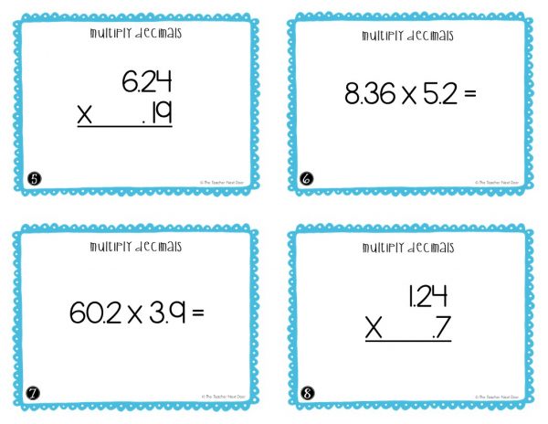 5th Grade Multiply Decimals Task Cards